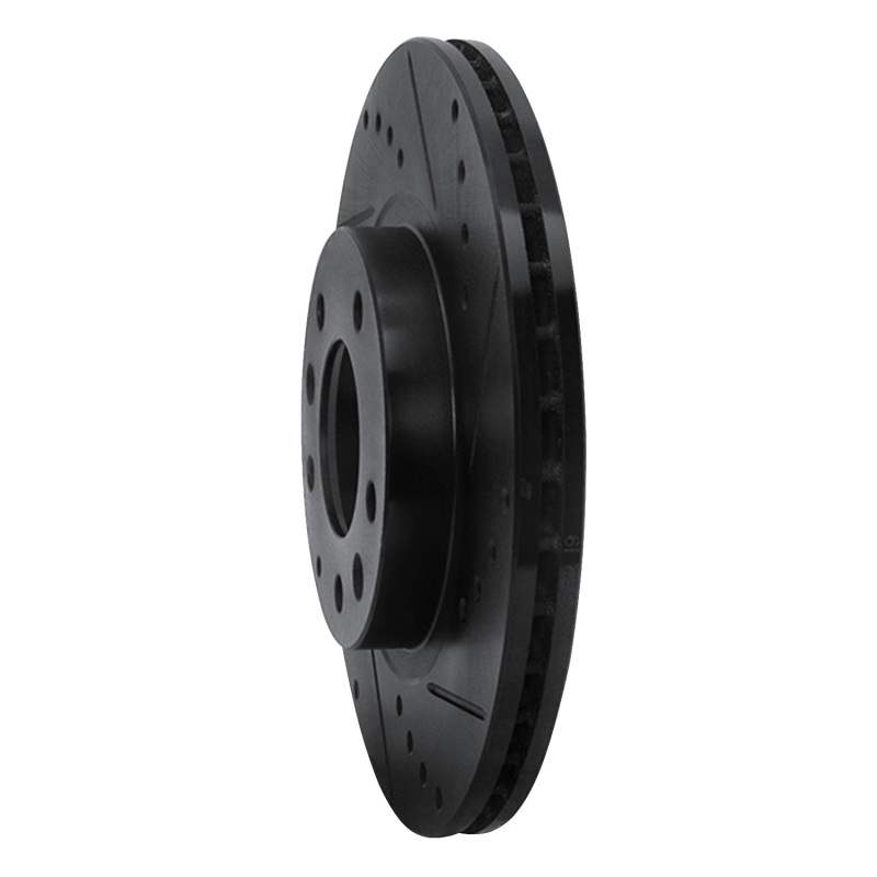 Mazda MX-5 Miata Brake Rotor (1) - Front Right - R1 Concepts - Drilled & Slotted - Black - `06-`15